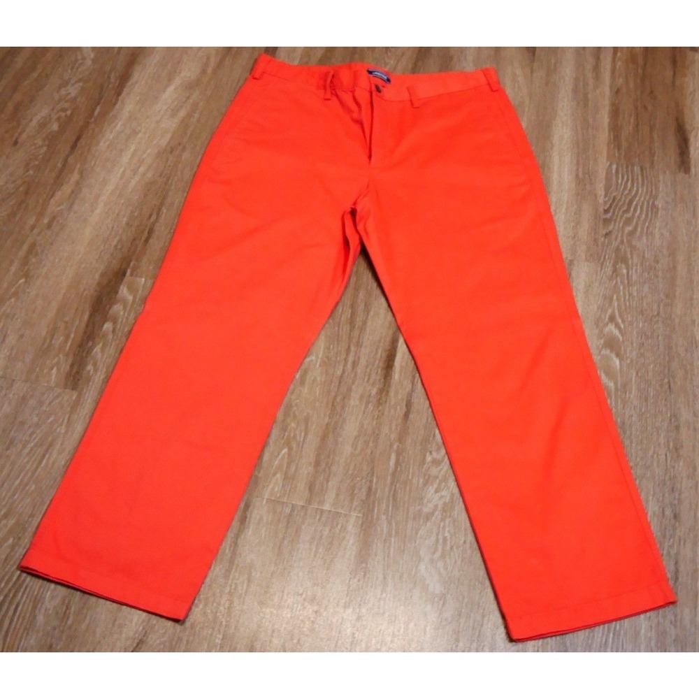 Lands' End Mens Traditional Fit Chino Pants Orange Size 38‎ Straight Leg Cotton